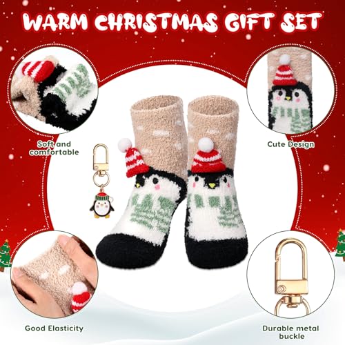 Sliner Penguin Christmas Mug Gift Set with Spoon, Socks & Keychain - Holiday Coffee Cup