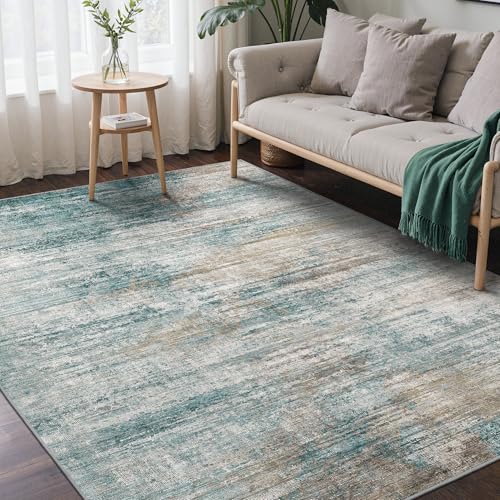 BEIMO 5' x 7' Teal Abstract Area Rug Washable Non-Slip Living Room Decor