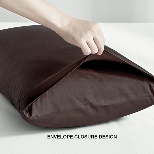 FLXXIE King Pillow Cases - Soft Microfiber Covers with Envelope Closure | 20x36, Dark Brown, Stain Resistant