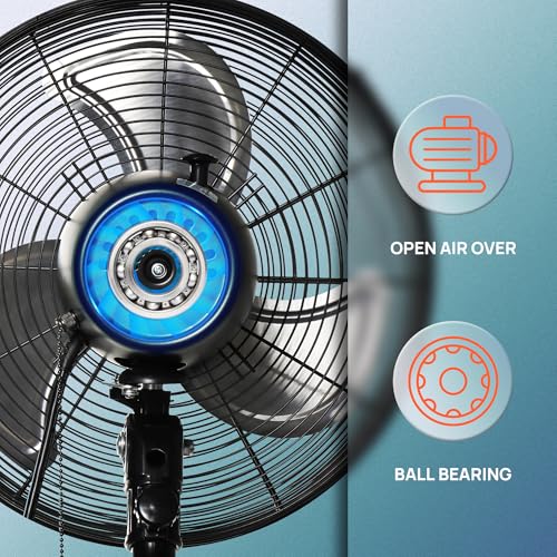 Black 20 Inch Pro Wall Mount Fan - High Velocity Oscillating Industrial & Commercial Fan