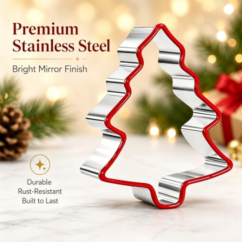 KAISHANE 5-Piece Cookie Cutter Set – Stainless Steel with Soft PVC Edge