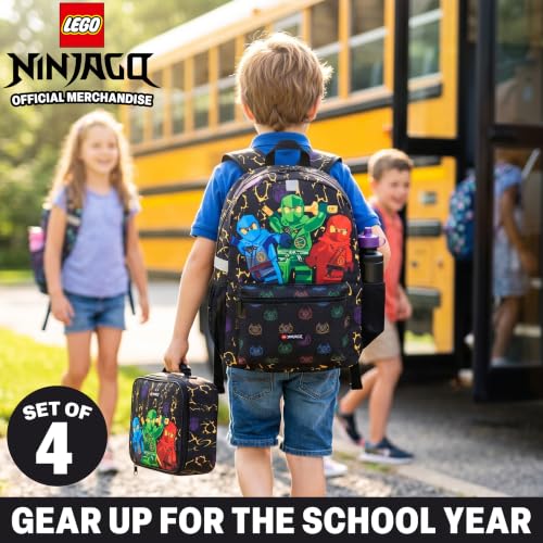 Get Trend Lego Ninjago Boys Backpack 4-Piece Set with Lunch Bag & Water Bottle - Multi