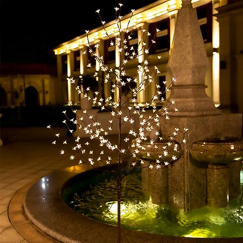Lighted Cherry Blossom Tree Set - 4ft, 5ft, 6ft with Warm White LEDs - Year-Round Decor