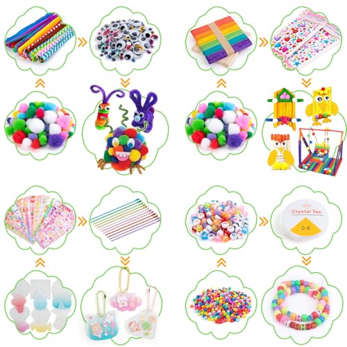 Kids Arts and Crafts Supplies Kit with 2000+ Pieces - DIY Jewelry & Craft Set - Variation of THIS listing