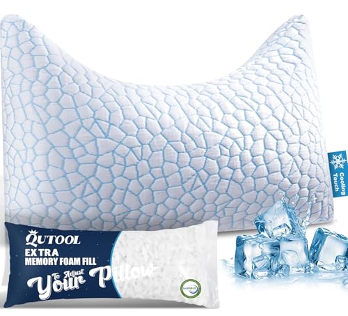 QUTOOL Crescent Pillow for Side Sleepers Queen Size 1 Pack Shoulder Support Adjustable Loft