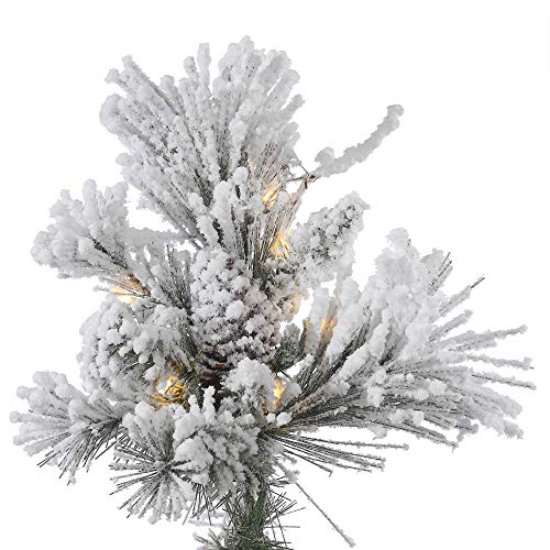 Vickerman 12ft Flocked Alberta Artificial Christmas Tree with White LED Lights - Green Variant