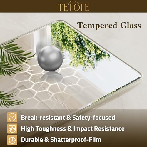 24x30 Inch Brushed Nickel Bathroom Mirror - Beveled Edge, Rounded Corners, Tempered Glass, Over Sink