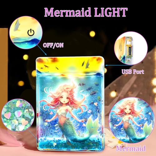 Mermaid Miracle Light ? Mini LED Card Lamp, Bedside & Desk Decor for Girls, Portable Night Light & Dreamy Desktop Ornament, Mermaids Gift for Girl/Mermaids Fans (Mermaid)