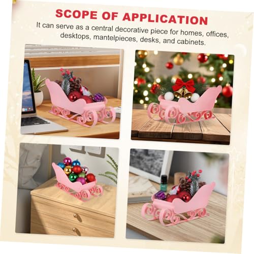 Kichvoe Pink Christmas Santa Sleigh Decoration - Plastic Candy Dish & Table Centerpiece