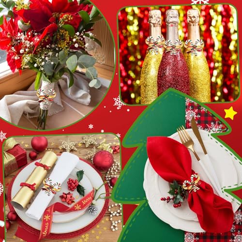 Christmas Candy Cane Napkin Rings Set of 6 – Napkin Holders, Candy Cane Design, DTOFOOT (Christmas Candy Cane)
