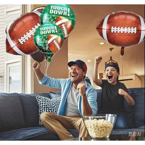 6 Pieces Football Balloons Set, 3 Pieces Football Field Balloons and 3 Pieces Football Foil Balloons for Tailgate Game Day Football Theme Supplies Birthday Party Decorations,Football Party Supplies