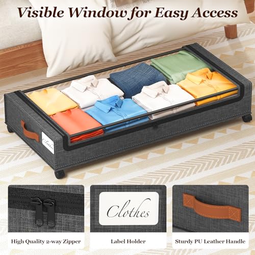 Yecaye 70L Under Bed Storage Containers with Wheels - Extra Large 2Pack Grey
