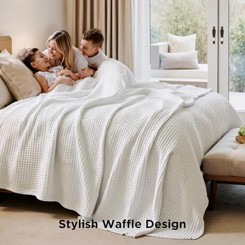 Cooling Waffle Blanket for Hot Sleepers - Ivory King 104 x 90 Inches Variation 01
