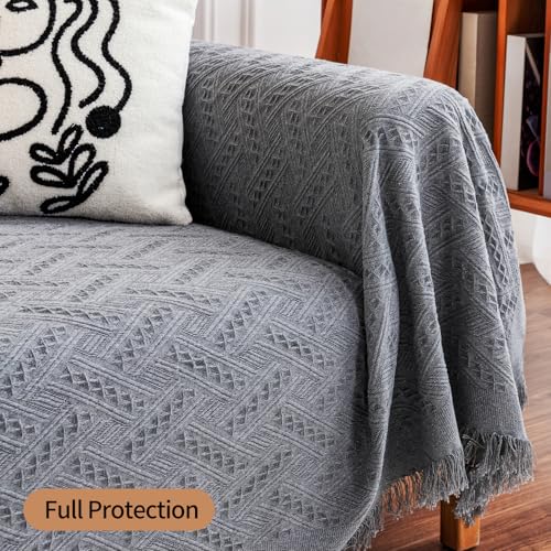 XX-Large Deep Dream Sectional Couch Cover - Dark Grey, 2-Piece L-Shaped Sofa Protector
