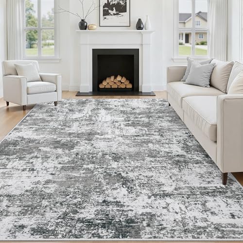 Yidanamy 8x10 Grey Washable Area Rug for Living Room & Bedroom - Abstract Carpet