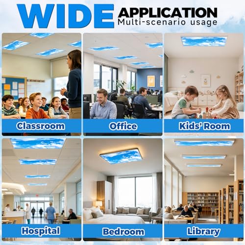 Blue Sky Magnetic Light Covers for Ceiling Fluorescent Lights Classroom 8 Pack