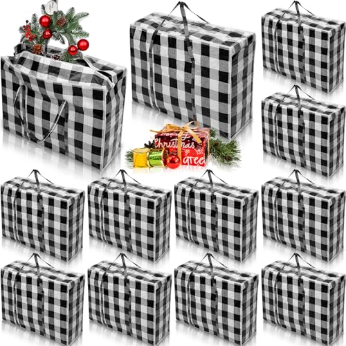 Black Christmas Storage Bags 12 Pack 27x20 Heavy Duty Container with Handles