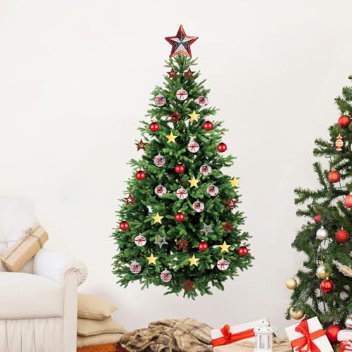 Kasubeso Large Christmas Tree Wall Decal 66x35 in - Removable DIY Holiday Wall Decor