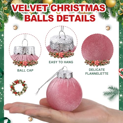 Vinsot 20 Pcs Velvet Christmas Ornaments Balls Bulk Flocked Tree