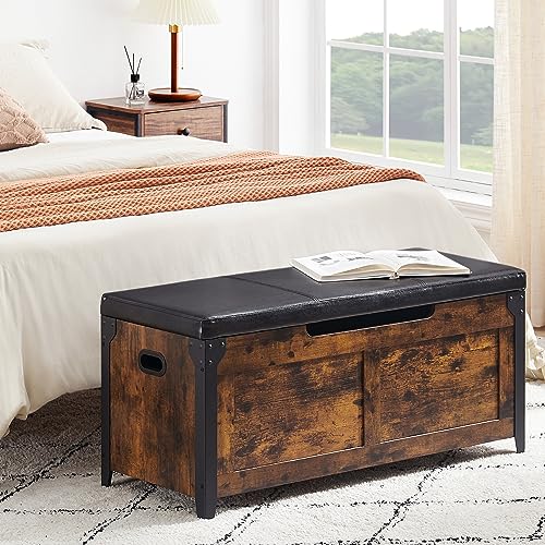 Rustic Brown Storage Chest with Safety Hinge - 39.4 Inches