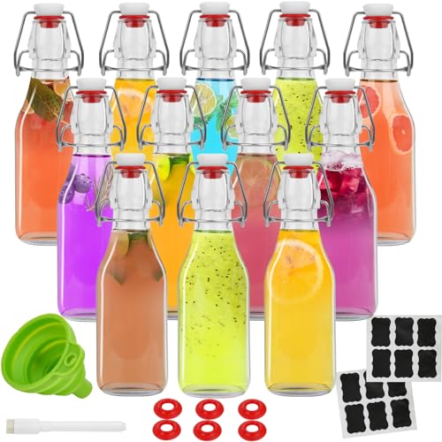 ZEBEIYU 12 Pack 4 oz Swing Top Glass Bottles,Flip Top Glass bottles with airtight Caps for Home Brewing Beer,Kombucha,2nd Fermentation,Kefir,Beverages,Soda,Oils,Vinegar,Limoncello,Vanilla extract