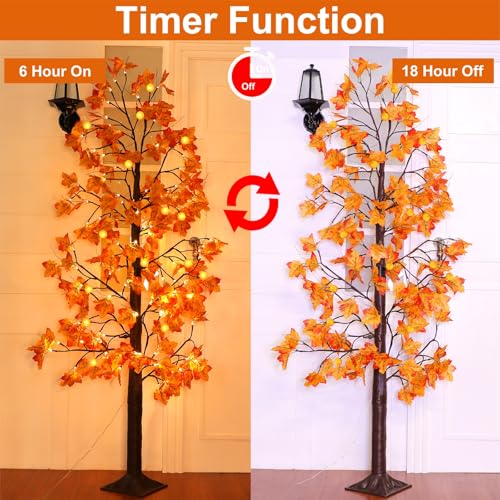 Remote Control&Timer - 6 Ft Lighted Prelit Fall Maple Tree 135 LED 8