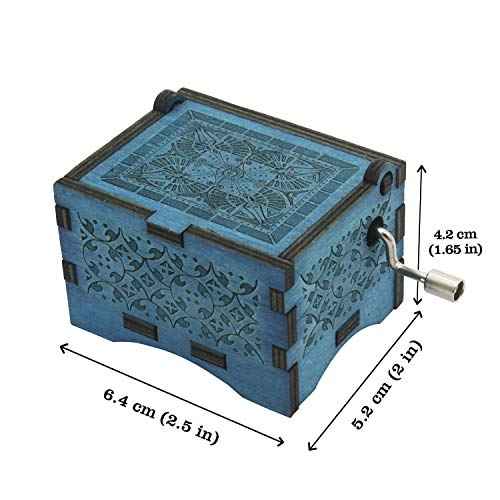 You are My Sunshine Wooden Music Boxes Laser Engraved Hand Crank Classical Wood Sunshine Musical Box Gifts for Birthday Christmas Valentine's Day (Blue Sunshine)