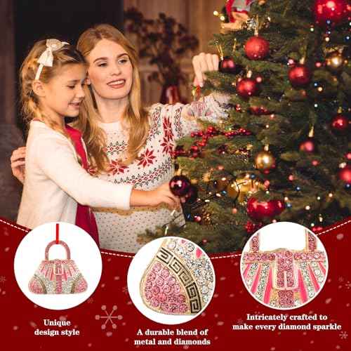 WhatSign Pink Handbag Christmas Ornaments - Metal Ornaments for Christmas Tree Decorations Keepsake Gifts for Women Girls Sister