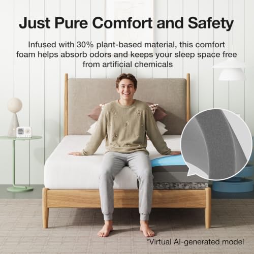 Novilla White Twin Bed Mattress 8 Inch Gel Memory Foam Twin Size Mattress