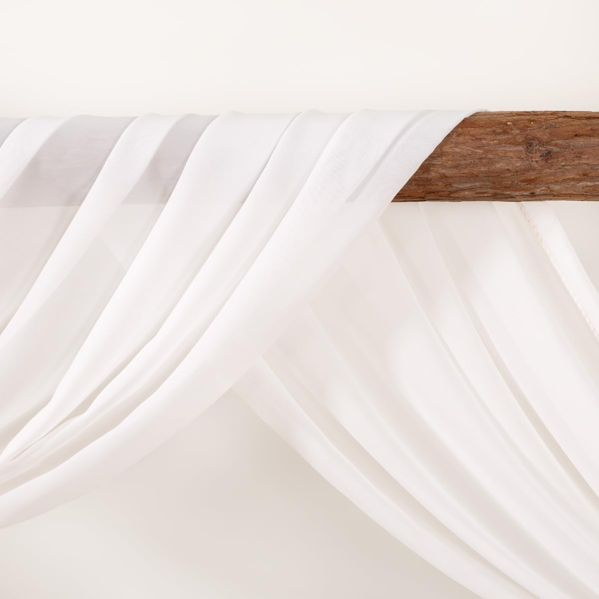 LINXTAR Ivory Wedding Arch Draping Fabric 30'' x 18FT Sheer Chiffon Arch Drape Backdrop 2 Panel Drapes for Easter Bridal Shower Baby Shower Photo Booth Church Decor Birthday Party Outdoor Decoration