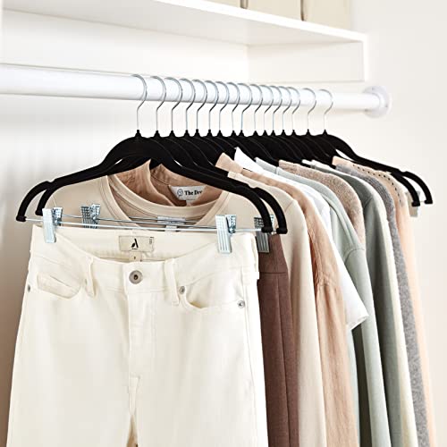 Amazon Basics Velvet Non-Slip Skirt Hangers with Clips, Pack of 50, Black/Silver