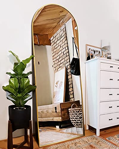 ITSRG Gold Full Length Floor Mirror with Stand 59" x 18" Arched Wall & Freestanding