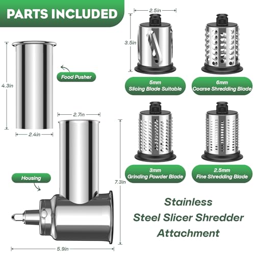 HOZODO Silver Slicer Shredder Attachment for KitchenAid Stand Mixer