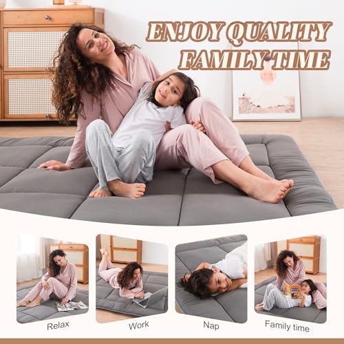 WhatsBedding Japanese Floor Mattress Futon 3" Grey Tatami Mat