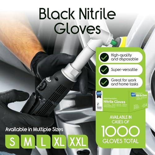 Inspire Black X-Large Nitrile Disposable Gloves Case of 1000 - Medical & Safety