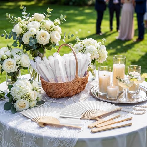 101 Pack Wedding Fans for Guests - DIY Foldable Hand Fans Bulk Set