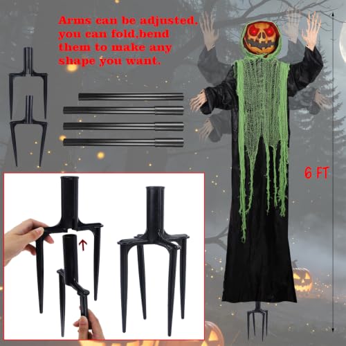 yosager 2 Pack 6ft Lighted Standing Pumpkin Men Halloween Decor Outdoor
