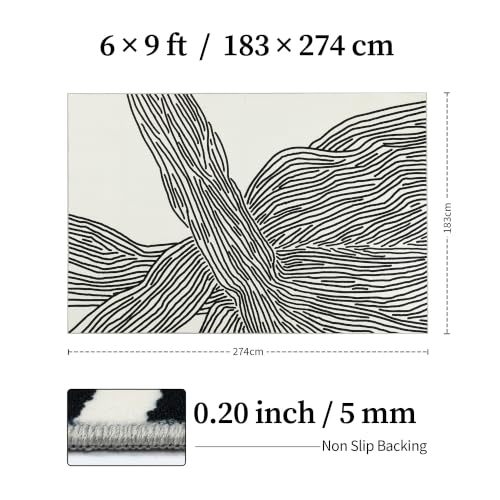 Modern Lines Beige 6x9 Ft Washable Zebra Area Rug - Black & Cream White