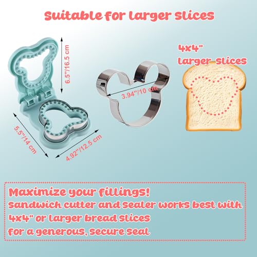 RhVQ Sandwich Cutter and Sealer - Crustless Mouse Shaped Kids Lunch Maker (Blue)