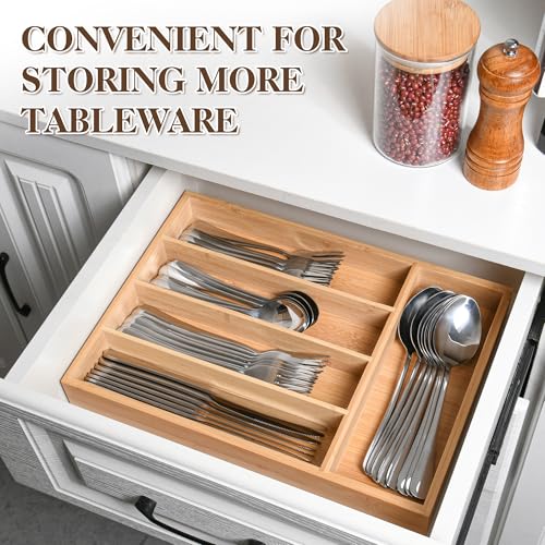 40 Piece Silverware Set with Drawer Organizer for 8, Heavy Duty
