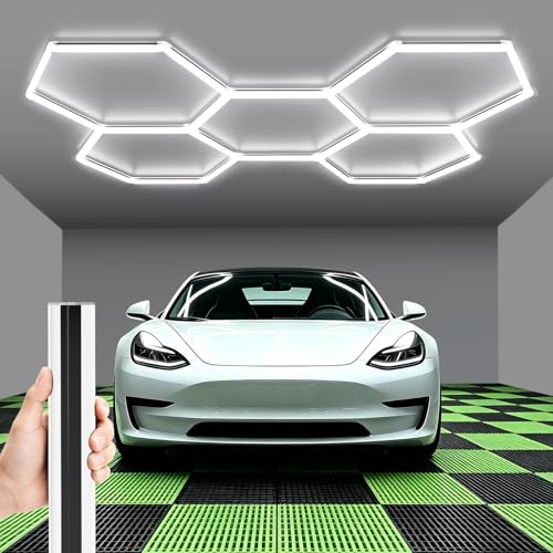 Gardencoin Hexagon LED Garage Light 5 Pack 168W 18000LM 6500K Professional Workshop Lighting