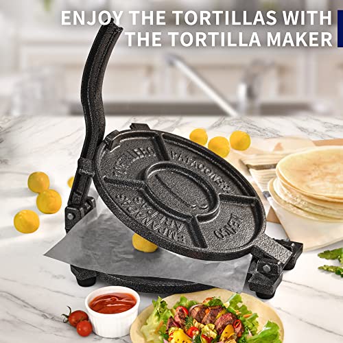 ARC 10 Inch Heavy Duty Cast Iron Tortilla Press with Non-Slip Feet - Durable Roti Maker