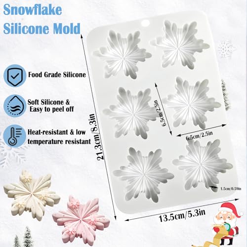 Foaryoer Snowflake Silicone Molds 2Pcs - 12-Cavity Snowflake Candy & Chocolate Molds, Christmas DIY Desserts