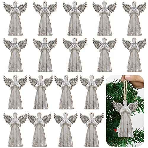 Gerrii 40 Pieces Christmas Wood Angel Ornaments Christmas Tree Decorations Farmhouse White Rustic Hanging Ornaments for Crafts Gift Office Fireplace Wreath Holiday Party Decor