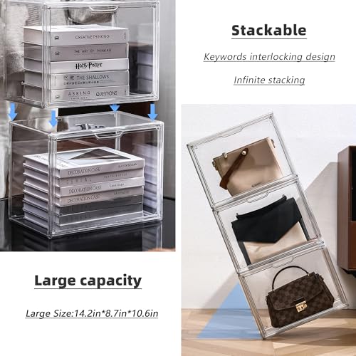 X-Large Acrylic Display Case 5-Pack Stackable Storage Bins with Lids - Clear