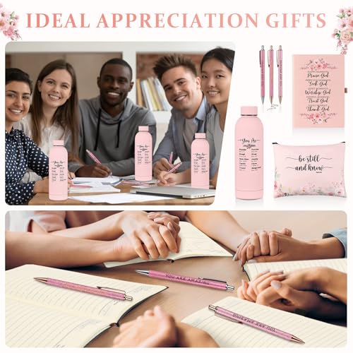 Pink Christian Gift Set with Water Bottle, Makeup Bag, Pens & Notebook - Religious Easter & Mother's Day Gift
