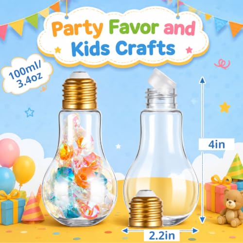 200 Pcs Christmas Bulb Gift Jars Bulk Fillable Light Ornaments, Gold