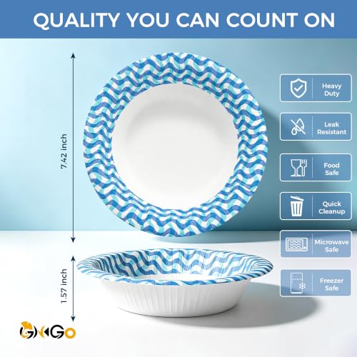 Ginkgo 20oz Disposable Paper Bowls 400 Count – Heavy Duty, Leakproof