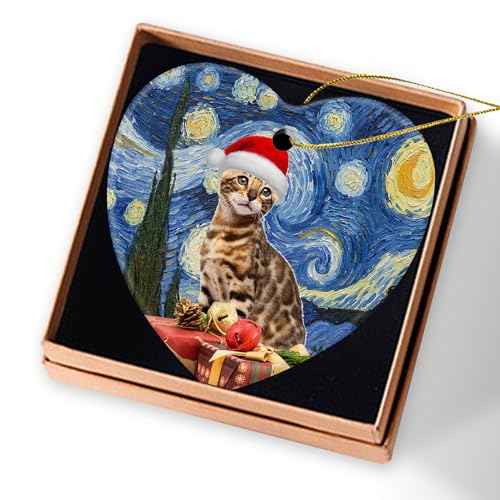 Christmas Ornaments Christmas Decorations Ceramic Ornaments Cat in red Santa Hats Hanging Ornaments for Christmas Home Decorations - Cute Pet Little Bengal Cat