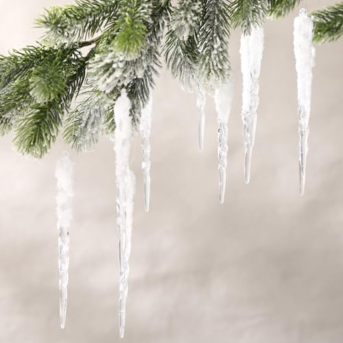 Cinnvoice 36 Pcs Acrylic Icicle Christmas Tree Ornaments Frosted Drop Decor, 4.7-5.1 Inches